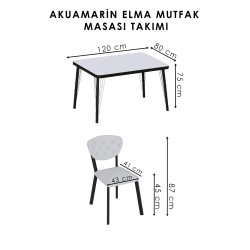 Akuamarin Serisi CK BEYAZ Masa Takımı 6 Kişilik (80X120cm) - 10