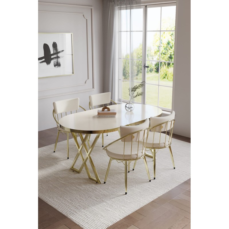 SELENİT OVAL GOLD SERİSİ 4 KİŞİLİK MASA TAKIMI - 9