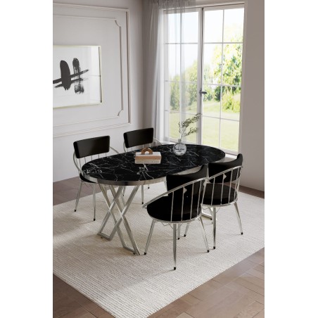 SELENİT OVAL GÜMÜŞ SERİSİ 4 KİŞİLİK MASA TAKIMI - 9
