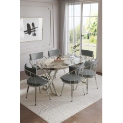 SELENİT OVAL GÜMÜŞ SERİSİ 6 KİŞİLİK MASA TAKIMI - 11