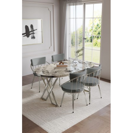 SELENİT OVAL GÜMÜŞ SERİSİ 4 KİŞİLİK MASA TAKIMI - 12