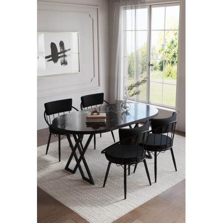 SELENİT OVAL SİYAH SERİSİ 4 KİŞİLİK MASA TAKIMI - 13