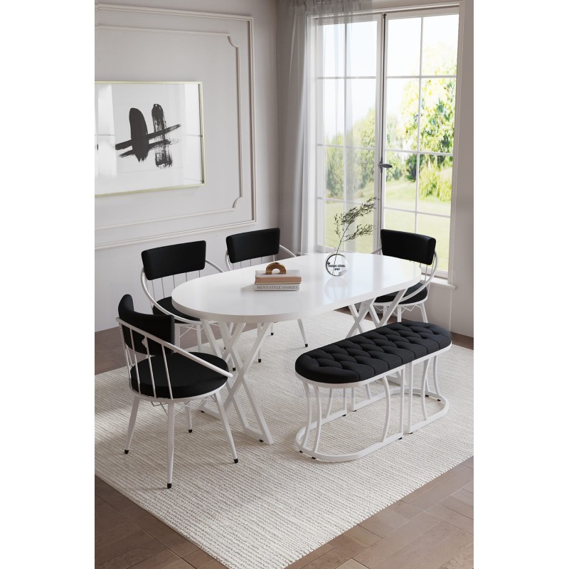 copy of SELENİT OVAL BEYAZ SERİSİ 4 KİŞİLİK MASA TAKIMI - 5