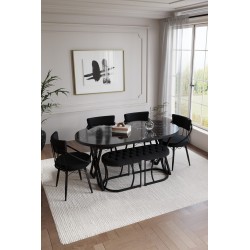 SELENİT OVAL SİYAH SERİSİ BENCHLİ MASA TAKIMI - 3