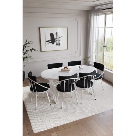 copy of SELENİT OVAL BEYAZ SERİSİ 4 KİŞİLİK MASA TAKIMI - 5