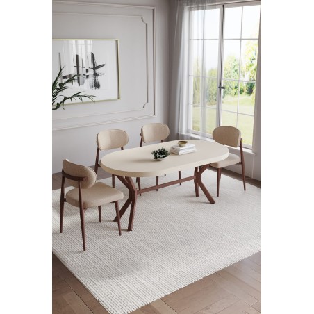 POLO AHŞAP GÖRÜNÜMLÜ 4 KİŞİLİK MASA TAKIMI - 1