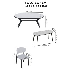POLO AHŞAP GÖRÜNÜMLÜ BENCHLİ MASA TAKIMI - 3