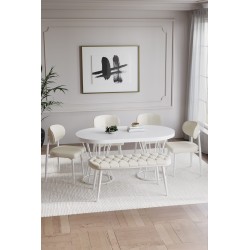 POLO BOHEM BEYAZ BENCHLİ MASA TAKIMI - 2