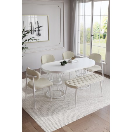 POLO BOHEM BEYAZ BENCHLİ MASA TAKIMI - 3