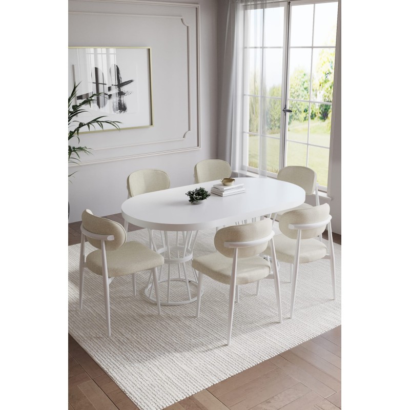 POLO BOHEM BEYAZ 6 KİŞİLİK MASA TAKIMI - 3