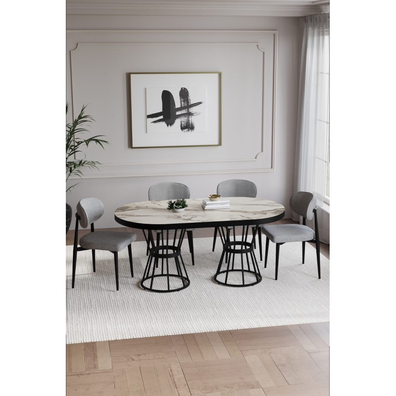 POLO BOHEM SİYAH 4 KİŞİLİK MASA TAKIMI - 5