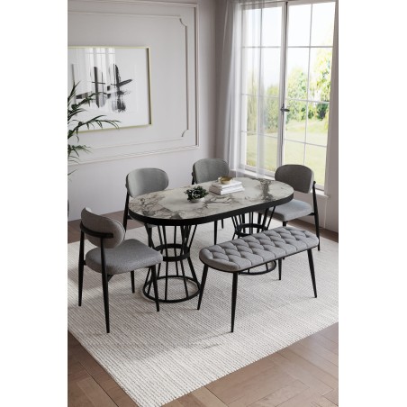 POLO BOHEM SİYAH BENCHLİ MASA TAKIMI - 4