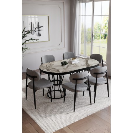 POLO BOHEM SİYAH 6 KİŞİLİK MASA TAKIMI - 4