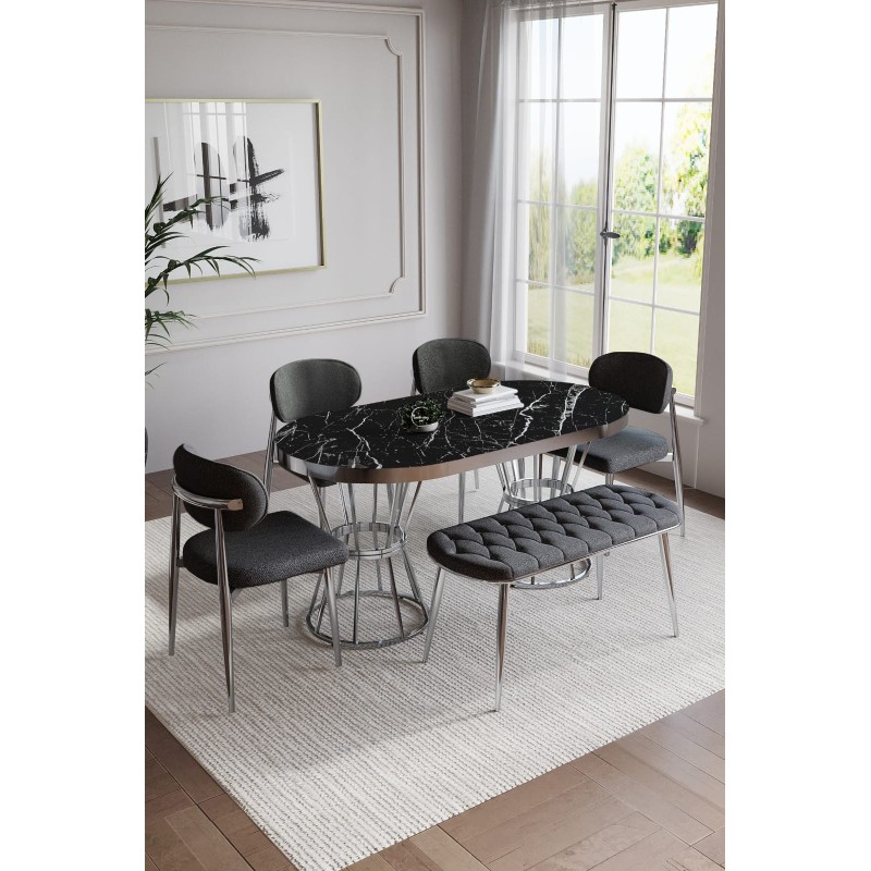 POLO BOHEM GÜMÜŞ BENCHLİ MASA TAKIMI - 2