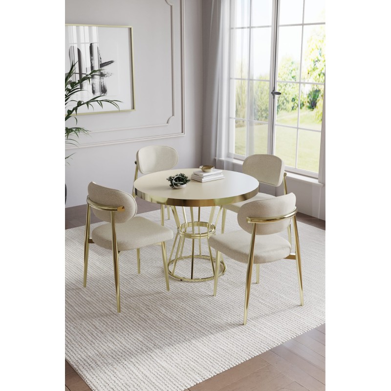 POLO BOHEM GOLD YUVARLAK 4 KİŞİLİK MASA TAKIMI - 5