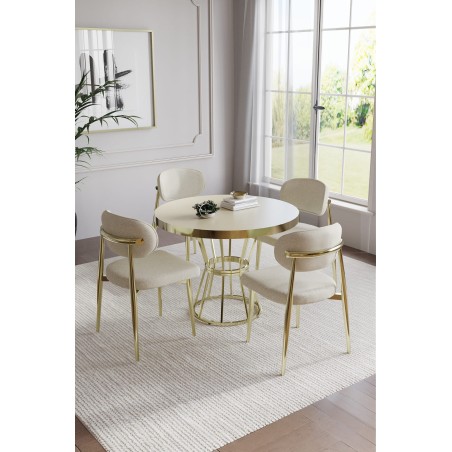 POLO BOHEM GOLD YUVARLAK 4 KİŞİLİK MASA TAKIMI - 5