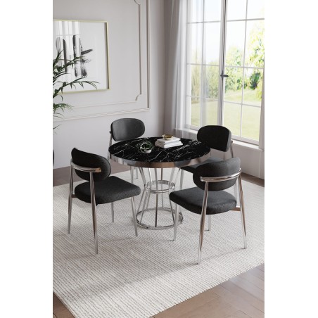 POLO BOHEM GÜMÜŞ YUVARLAK 4 KİŞİLİK MASA TAKIMI - 3