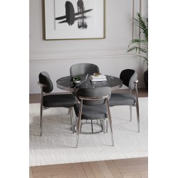 POLO BOHEM GÜMÜŞ YUVARLAK 4 KİŞİLİK MASA TAKIMI - 4