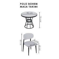 POLO BOHEM GOLD YUVARLAK 4 KİŞİLİK MASA TAKIMI - 6