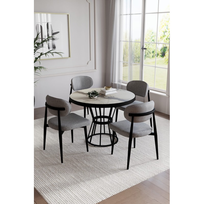 POLO BOHEM SİYAH YUVARLAK 4 KİŞİLİK MASA TAKIMI - 3