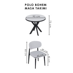 POLO AHŞAP GÖRÜNÜMLÜ 4 KİŞİLİK YUVARLAK MASA TAKIMI - 3