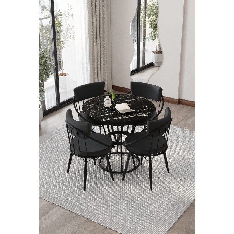 Turkuaz 90x90 Yuvarlak Masa Takımı - 1