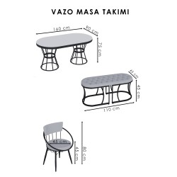 Turkuaz Oval Beyaz Kaplamalı Benchli Masa Takımı - 4