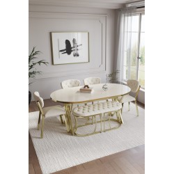 ELMA AVANGARDE GOLD BENCHLİ MASA TAKIMI - 2