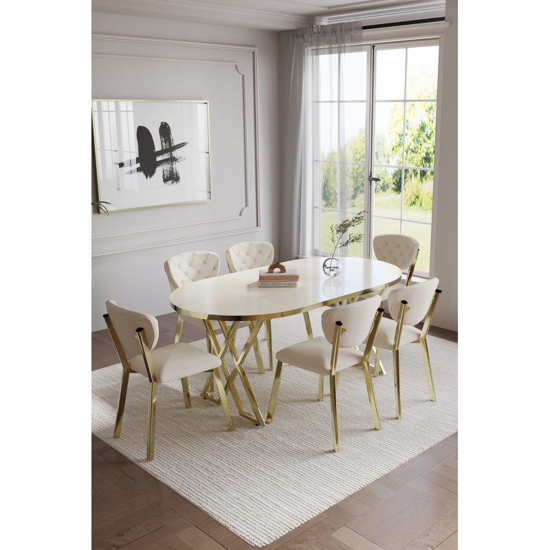 ELMA AVANGARDE GOLD 6 KİŞİLİK MASA TAKIMI - 4