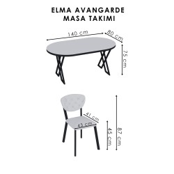 ELMA AVANGARDE GOLD 6 KİŞİLİK MASA TAKIMI - 6