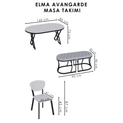 ELMA AVANGARDE GOLD BENCHLİ MASA TAKIMI - 4