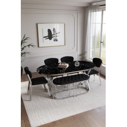 ELMA AVANGARDE GÜMÜŞ BENCHLİ MASA TAKIMI - 4