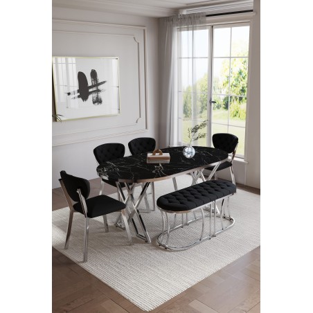 ELMA AVANGARDE GÜMÜŞ BENCHLİ MASA TAKIMI - 5