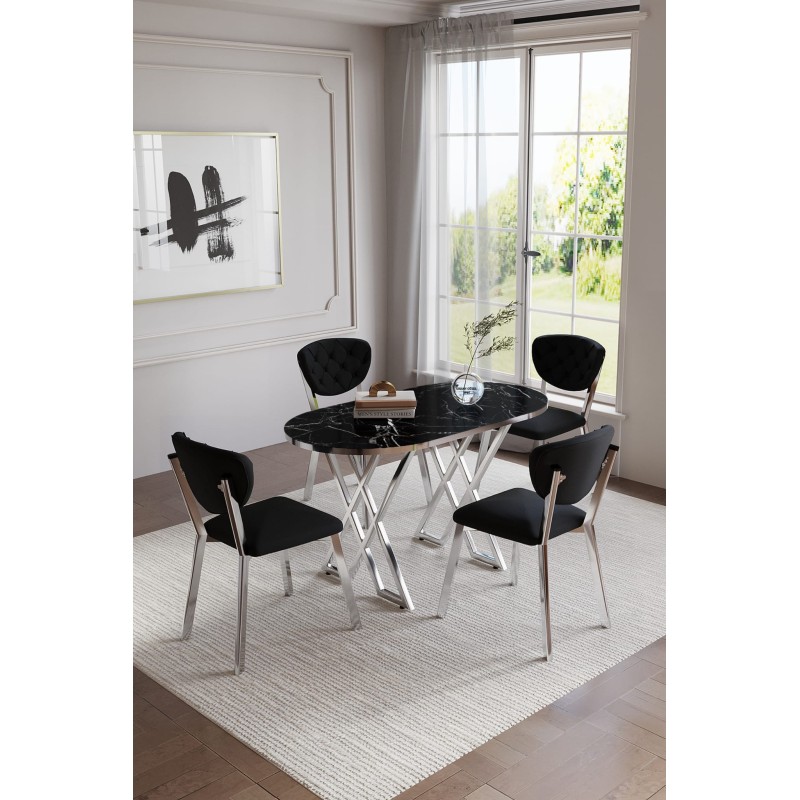 ELMA AVANGARDE GÜMÜŞ 4 KİŞİLİK MASA TAKIMI - 4