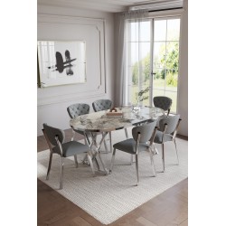 ELMA AVANGARDE GÜMÜŞ 6 KİŞİLİK MASA TAKIMI - 6