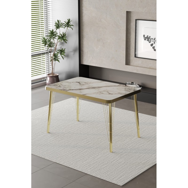 Firkete Serisi Gold Kaplamalı Masa - 1