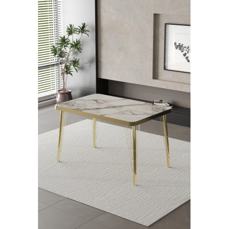 Firkete Serisi Gold Kaplamalı Masa - 1