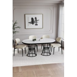 POLO BOHEM SİYAH 4 KİŞİLİK MASA TAKIMI - 5