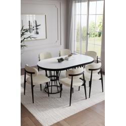 POLO BOHEM SİYAH 6 KİŞİLİK MASA TAKIMI - 5