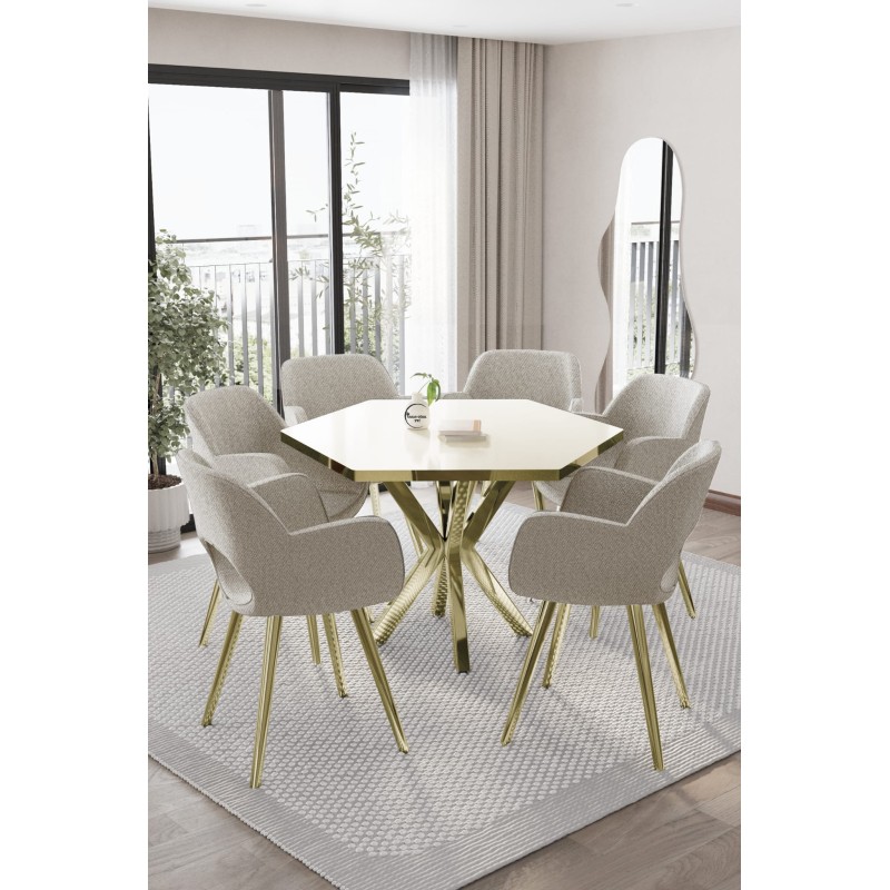 copy of WEGA 8GEN 4 KİŞİLİK GOLD MASA TAKIMI - 1