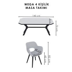 WEGA CASSE 4 KİŞİLİK GOLD MASA TAKIMI - 4