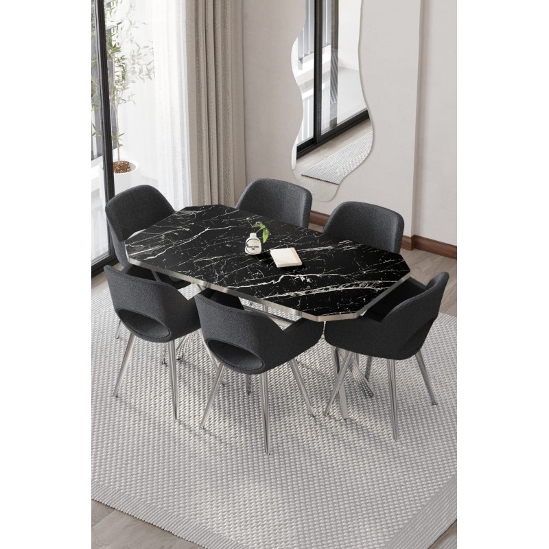 WEGA CASSE 6 KİŞİLİK GÜMÜŞ MASA TAKIMI - 2