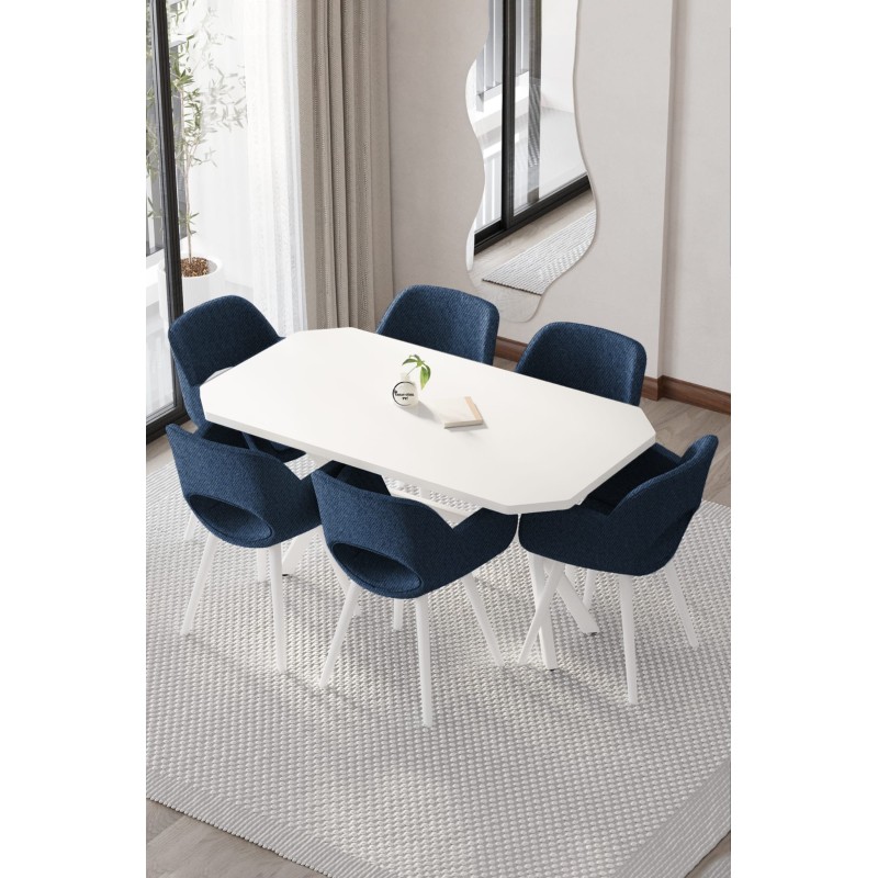 WEGA CASSE 6 KİŞİLİK BEYAZ MASA TAKIMI - 2