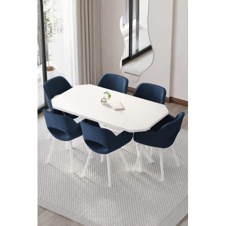 WEGA CASSE 6 KİŞİLİK BEYAZ MASA TAKIMI - 2